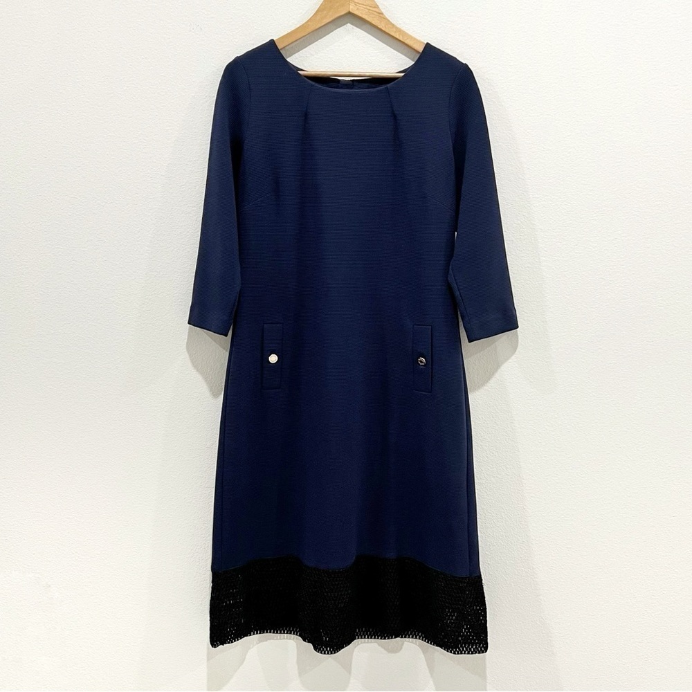 Lilly Pulitzer Layton Navy Shift Ribbed Knit Dress Altered Size L